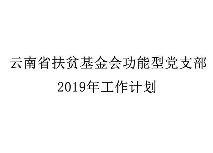 云南省扶贫基金会功能性党支部2019年工作计划